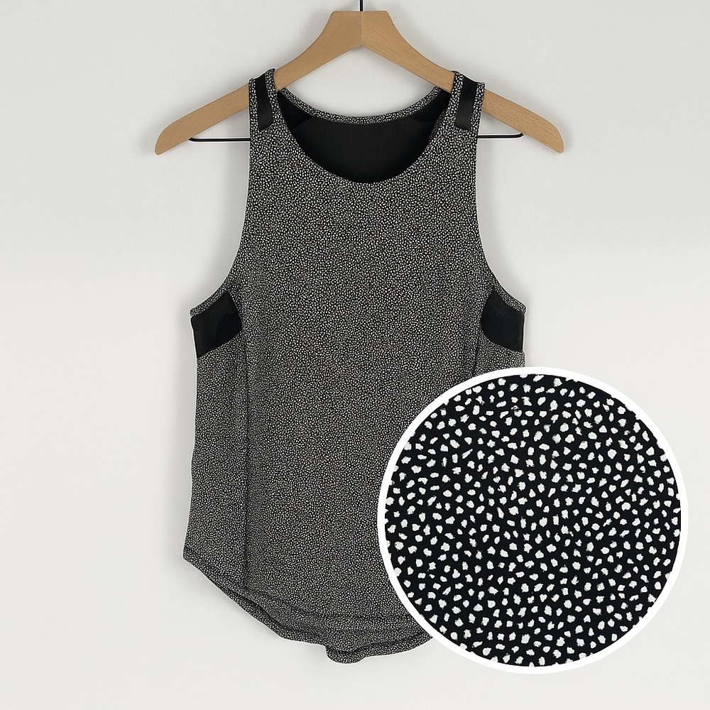 Lululemon Womens Speckled Print Mesh Cutouts Stretch Performance Tank Size S